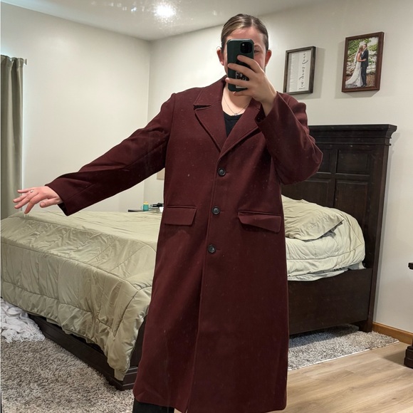 The Drop Liam Loose Women's Burgundy Over Coat - Picture 2 of 4